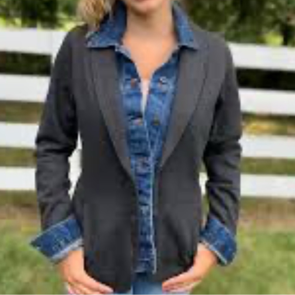 Pearly Vine Lucy Sweatshirt Denim Blazer Women's Charcoal  New S $219
